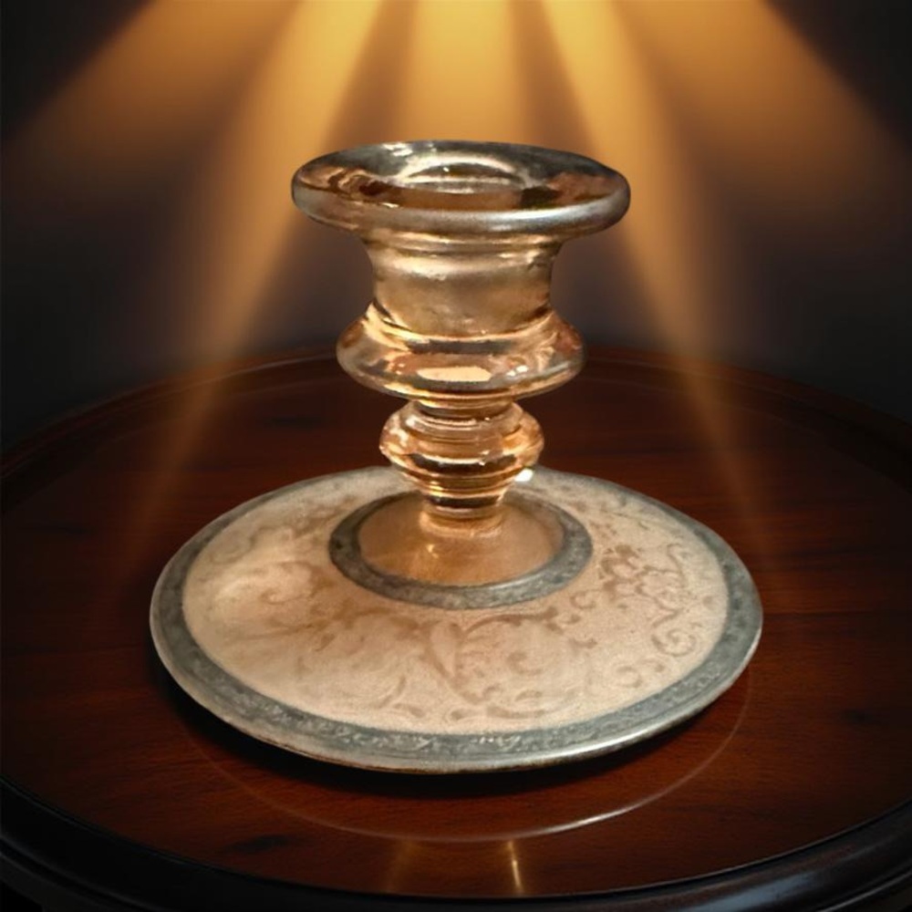 Pink depression glass Candle Holder